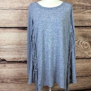 Wendy Bellissimo Heather Gray Fringe Tunic